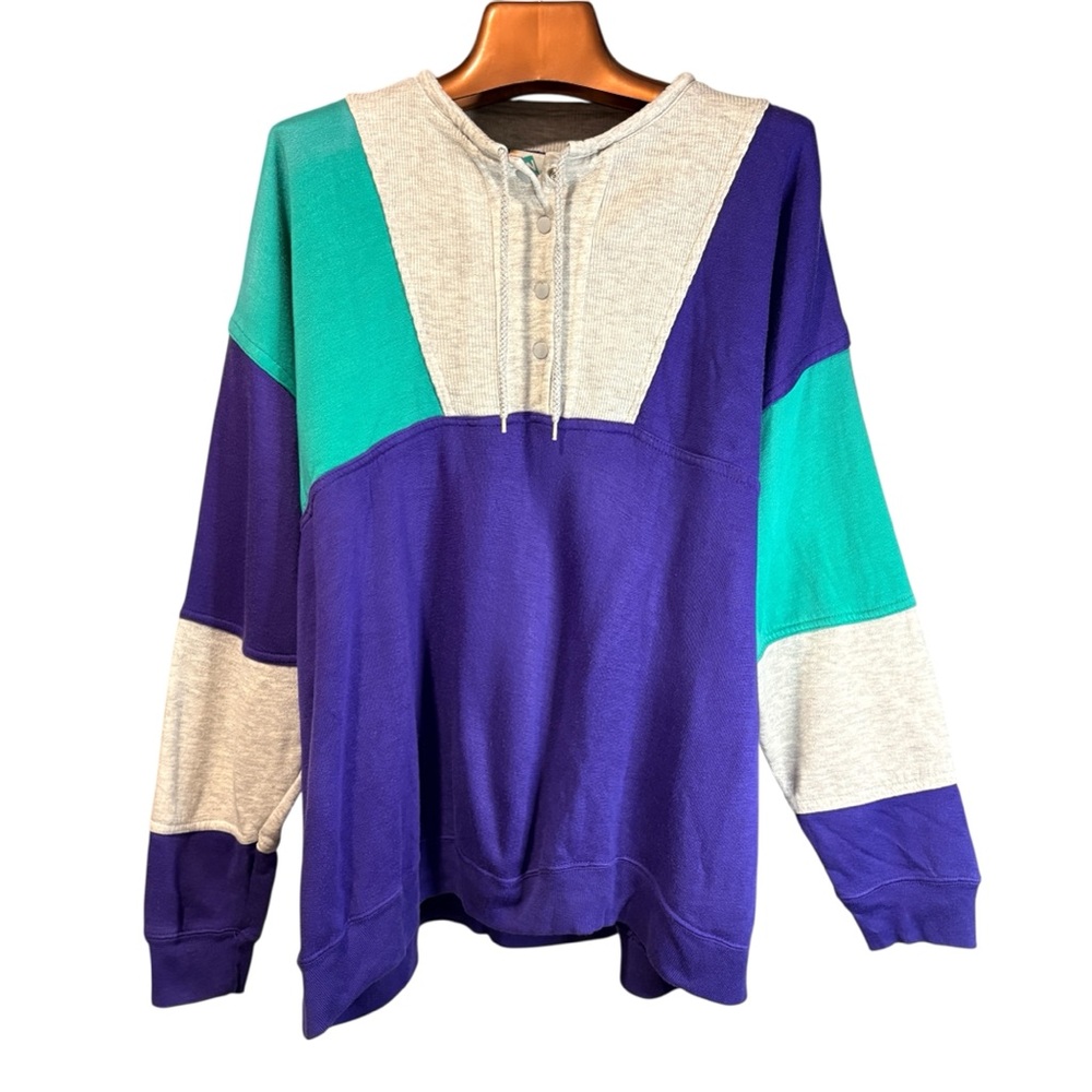 Vintage 90s First Run Woman Colorblock Sweatshirt Activewear